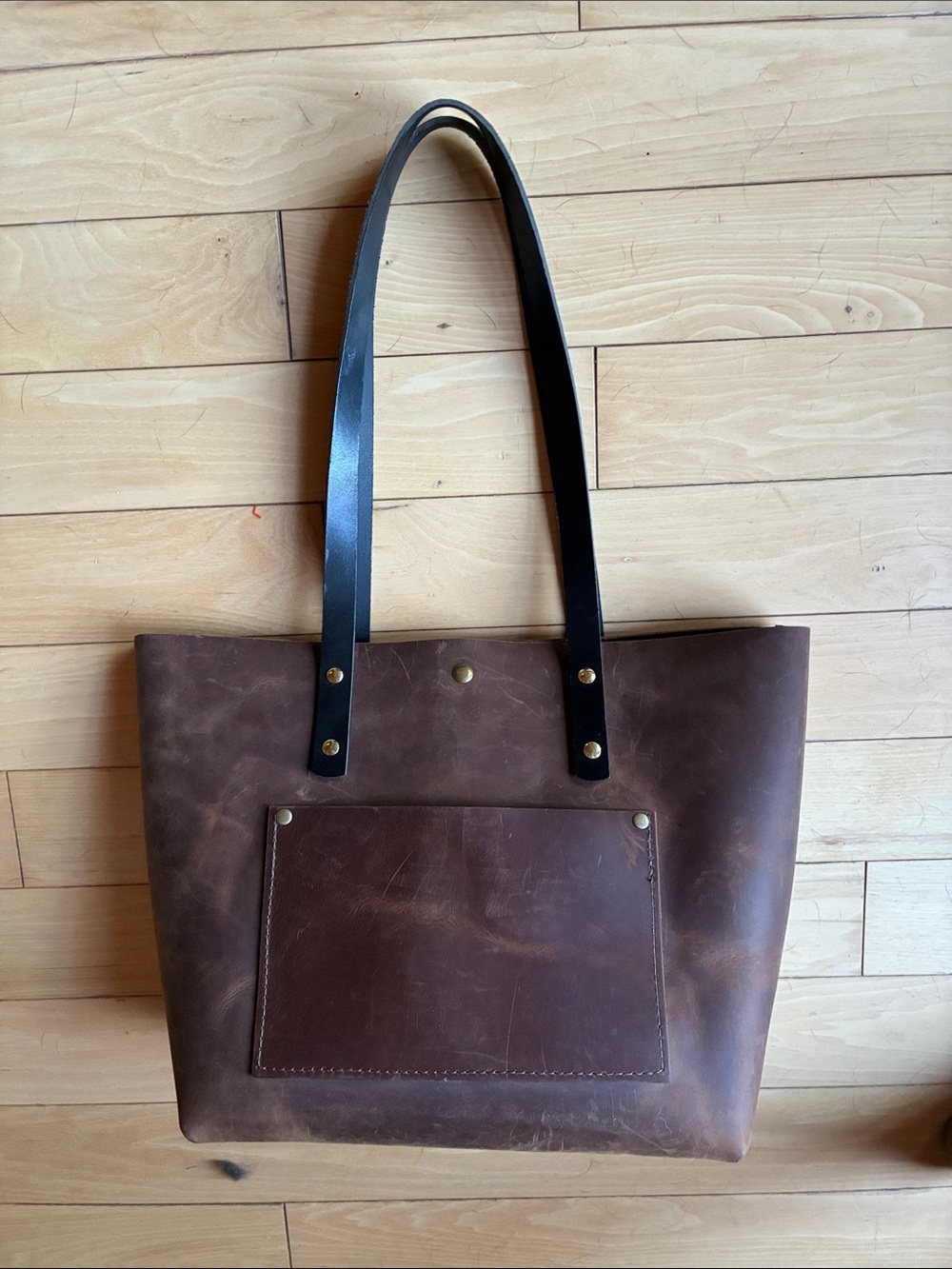 Leather equestrian type leather tote